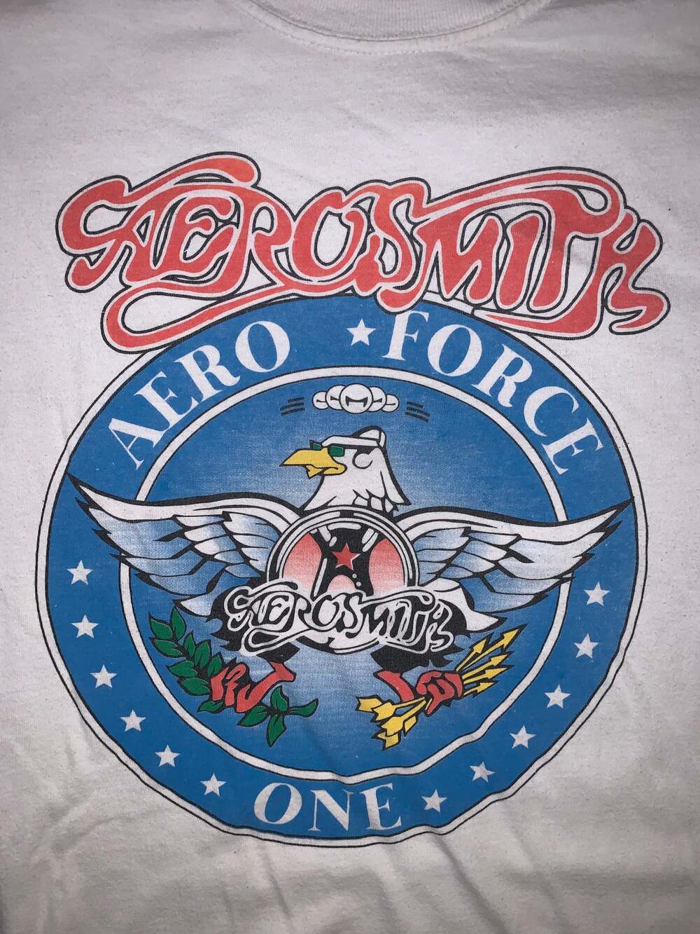 Aerosmith Aero Force One Fan Club Graphic T Shirt White Medium M&O